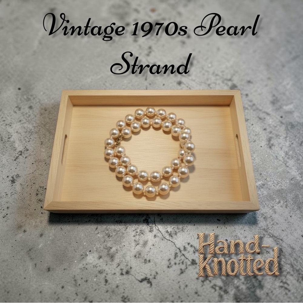 Vintage 1970s Blush Pink Pearl Necklace – Knotted Strand – 18”